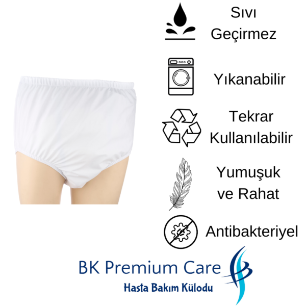 BK Premium Care Sıvı Geçirmez Yıkanabilir Hasta Külodu Slip Külot Yaşlı Külodu - Görsel 2